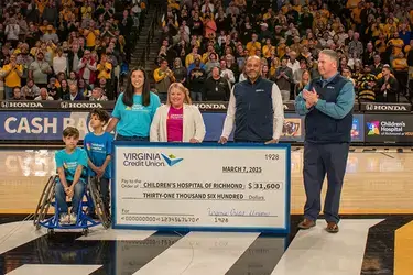 VACU in support of Children’s Hospital of Richmond at VCU (CHoR) presents donation of $31,600, in partnership with VCU Rams Basketball